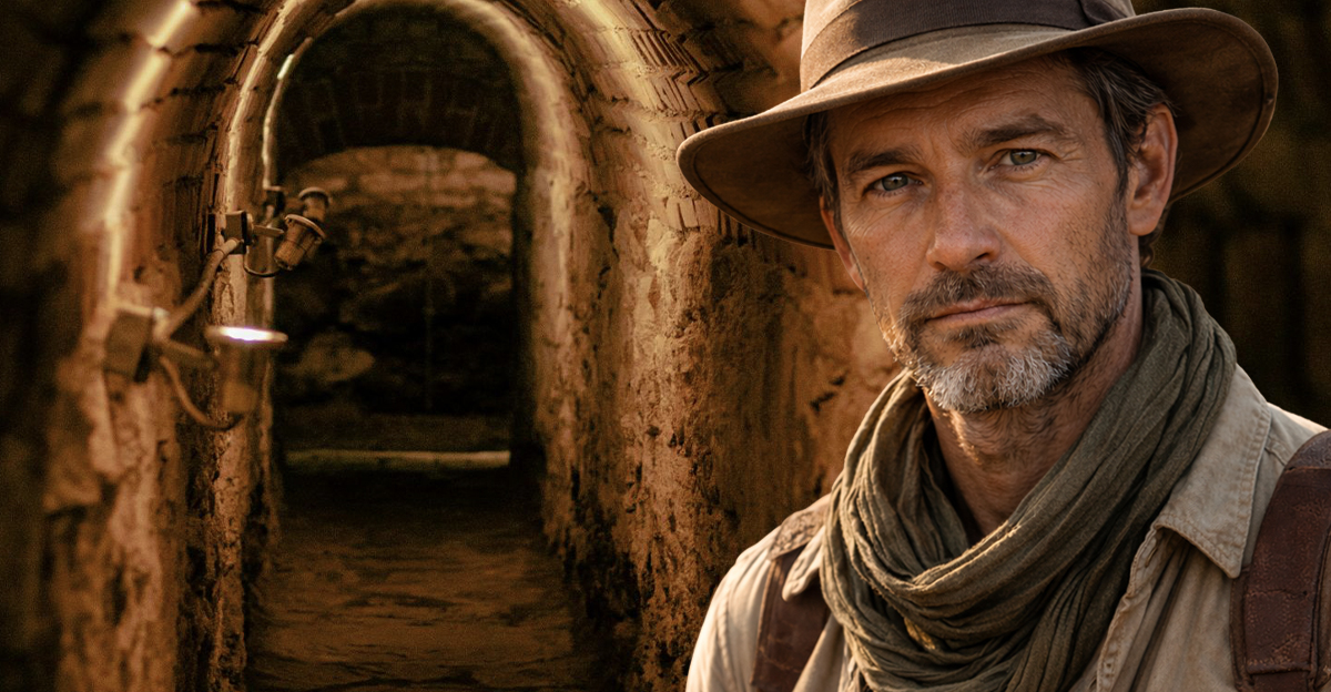 Modified image of ancient underground tunnels. 