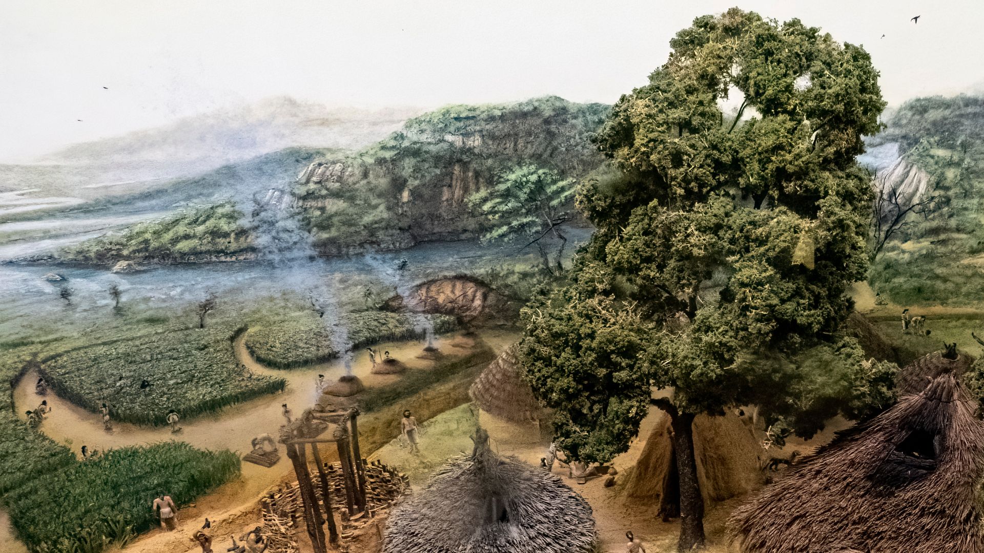 File:Model of Middle Neolithic (5000-3000 BCE) settlement in the Yellow River Valley in northern China.jpg