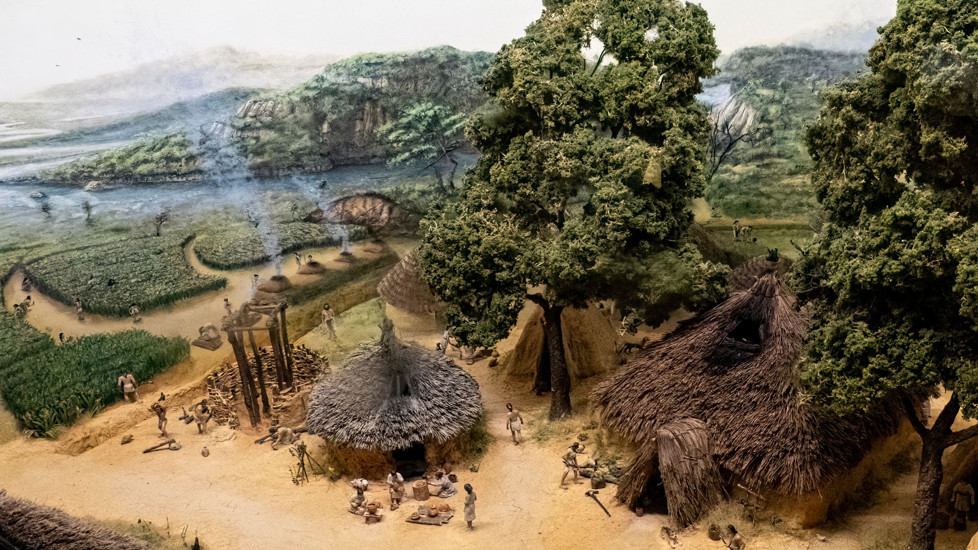 File:Model of Middle Neolithic (5000-3000 BCE) settlement in the Yellow River Valley in northern China.jpg