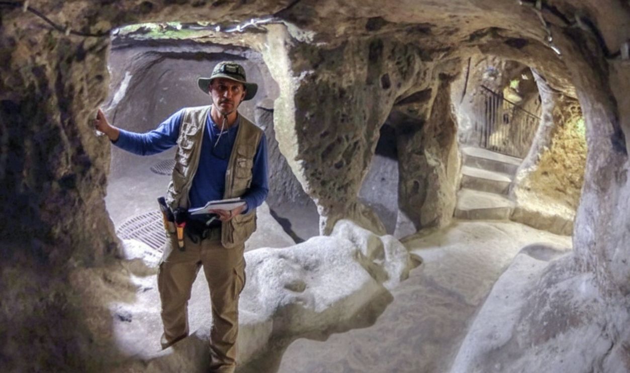 Person at Derinkuyu Underground City