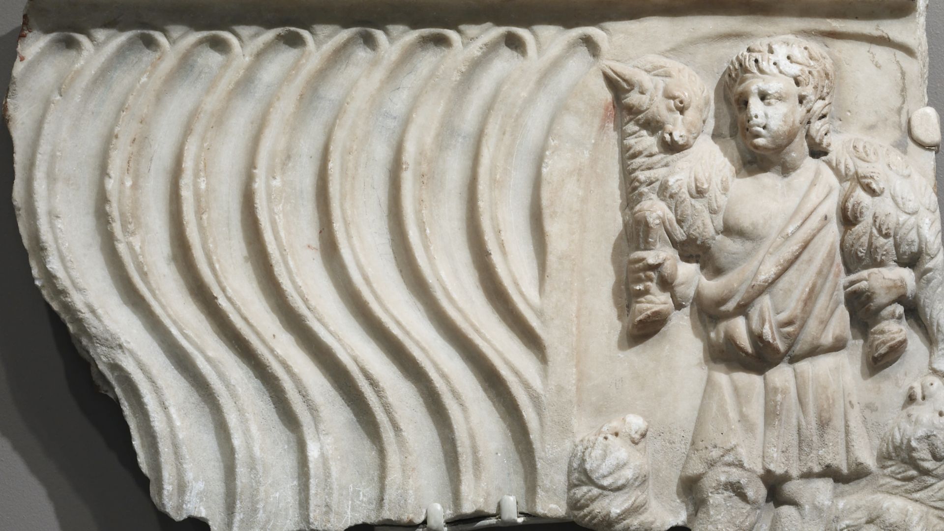 File:Roman - Sarcophagus Fragment with the Good Shepherd - Walters 41325.jpg