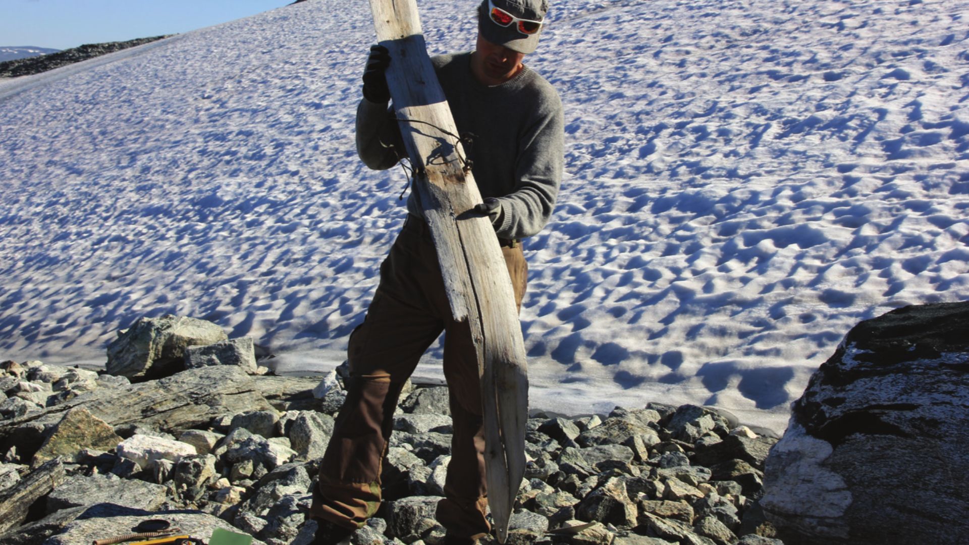 File:Prehistoric and Medieval Skis from Glaciers and Ice Patches in Norway Fig 4 Digervarden ski at the find spot.png