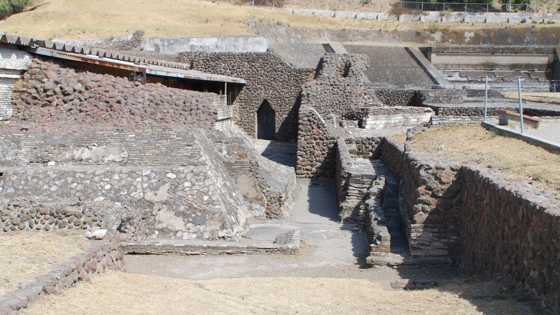 Entrance to the tunnels of the Great Pyramid of Cholula, Puebla, Mexico