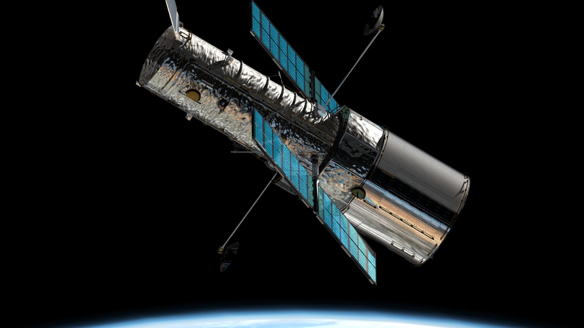 This image shows an artist's impression of the ESA/NASA/ESA Hubble Space Telescope in its orbit 600 km above the Earth.