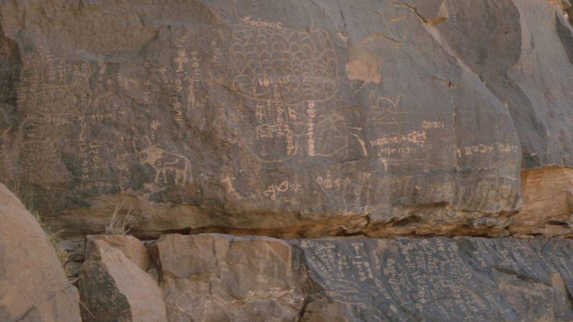 Figure of uncertain significance and tifinagh inscriptions.