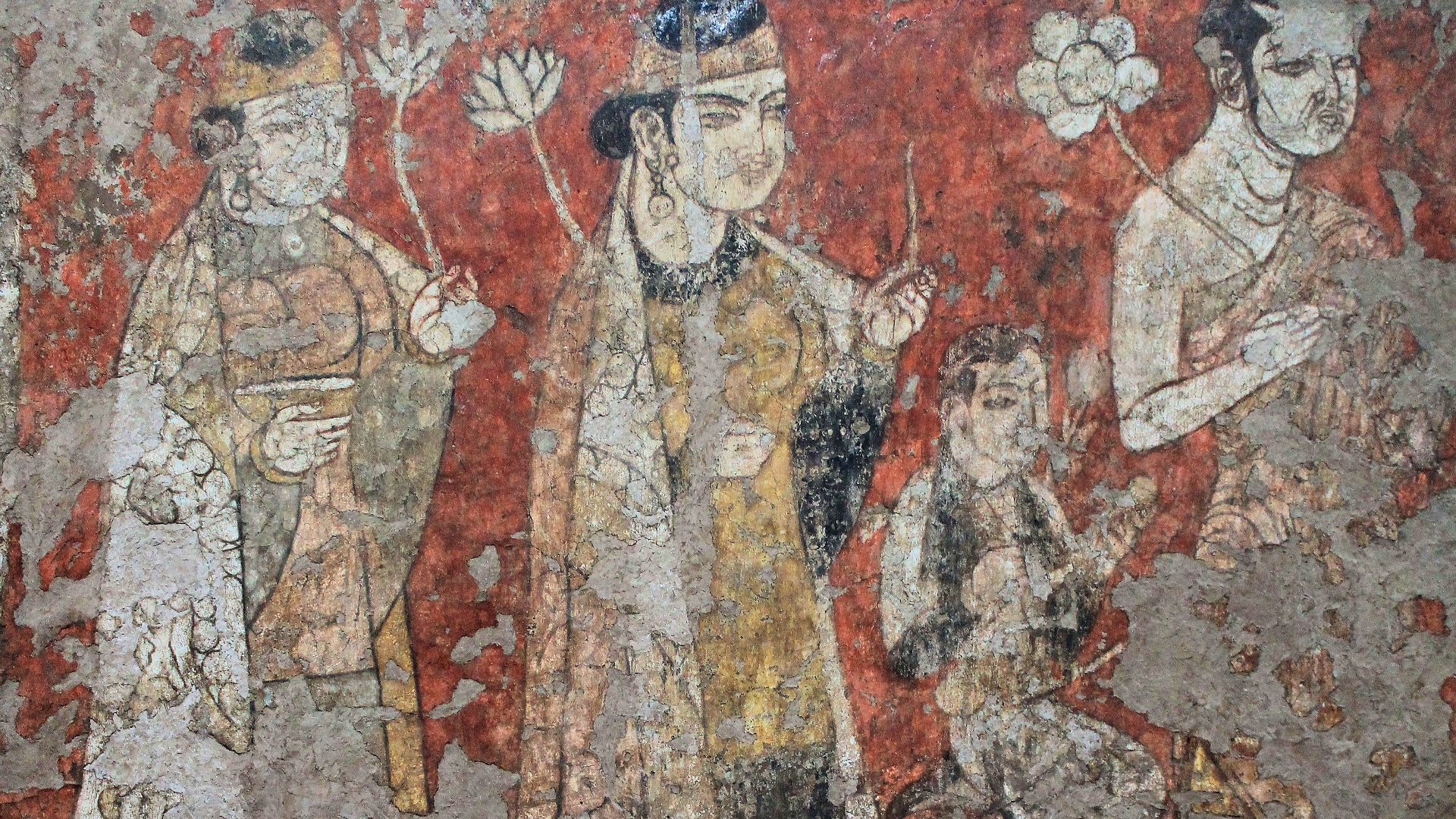 Murals from Kala-i Kafirnigan (Kalai Kafirnigan), Tajikistan, Museum of National Antiquities, Dushanbe, Tajikistan Reference 1, with photograph, Reference 2