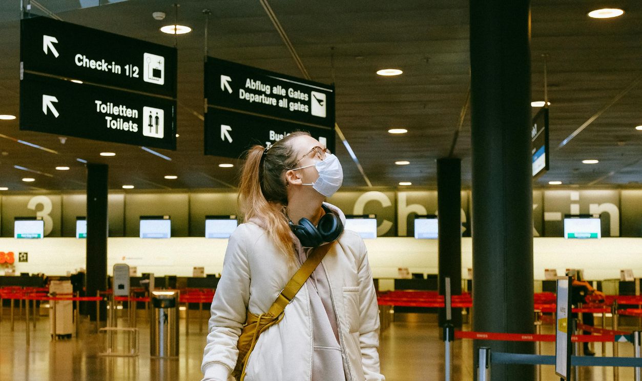 Woman Wearing Face Mask at Airport