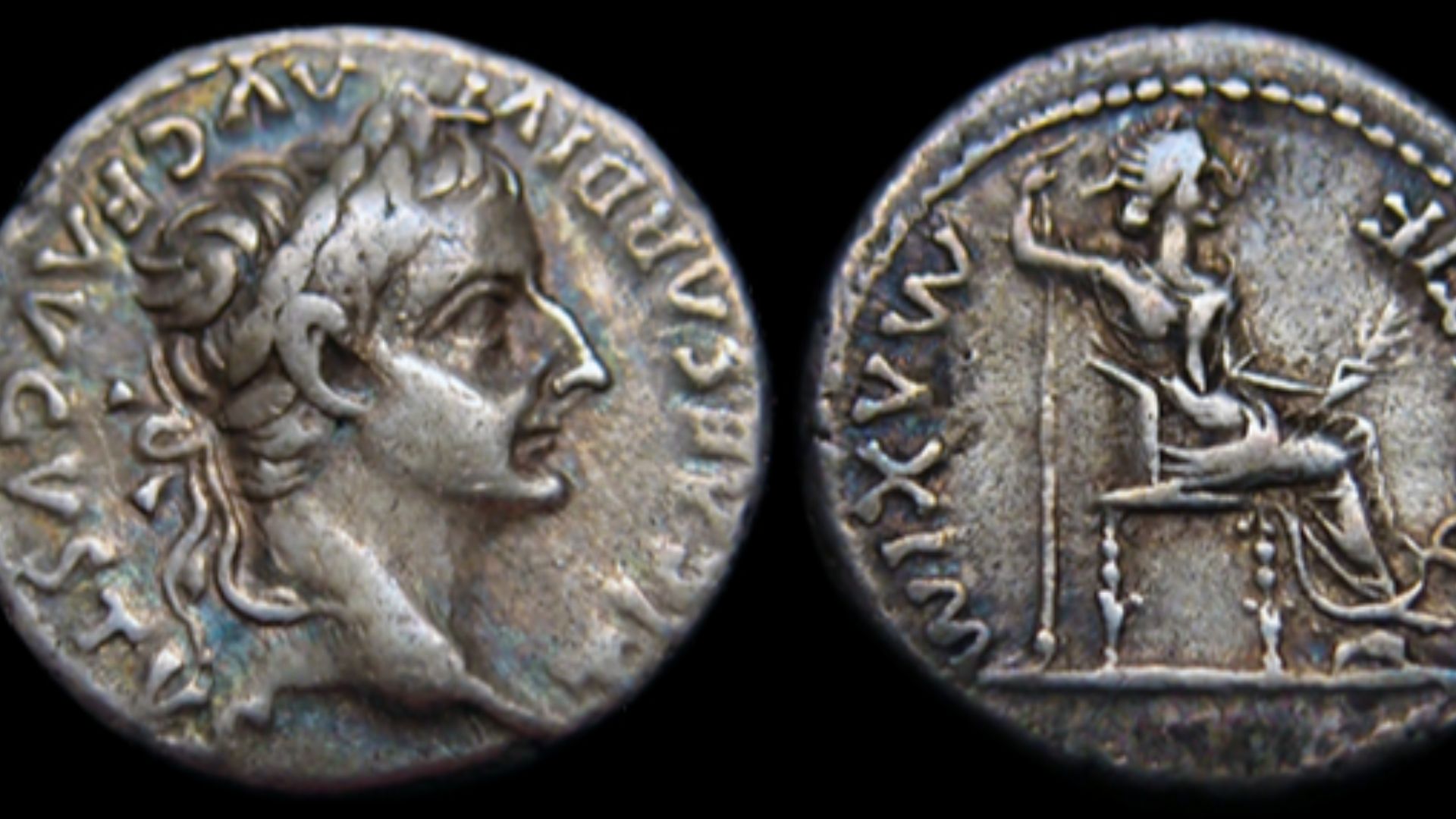 Group 4 Denarius (18 AD – 35 AD) of Tiberius (Roman emperor (Emperor 14 AD – 37 AD), also sometimes referred to as a Tribute Penny. 
Obverse: TI[berivs] CAESAR DIVI AVG[vsti] F[ilivs] AVGVSTS (Caesar Augustus Tiberius, son of the Divine Augustus)
Reverse: PONTIF[ex] MAXIM[us] (The greatest bridge-builder) - Livia seated holding inverted spear and olive branch.
Catalogue: Sear (1964) - 467
When Jesus was asked  whether or not it was lawful to pay tribute to Caesar, he requested that he be shown a coin.  He then asked whose image appeared on the coin. On being told that it was Ceasar's, he replied