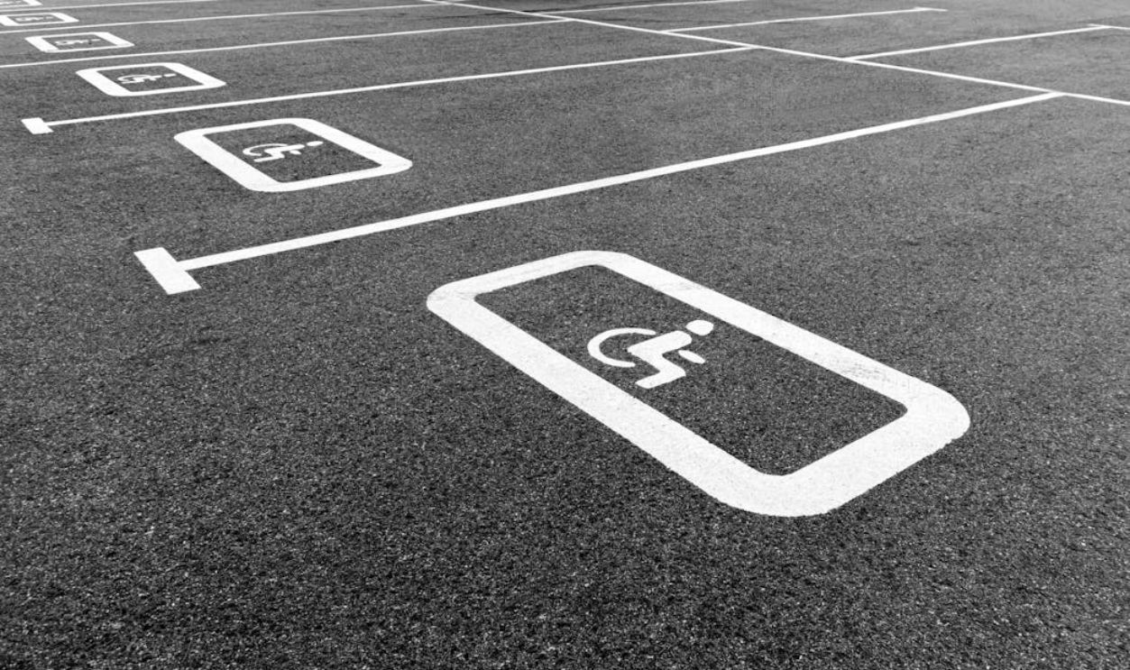 Close-up of Disabled Parking Spaces