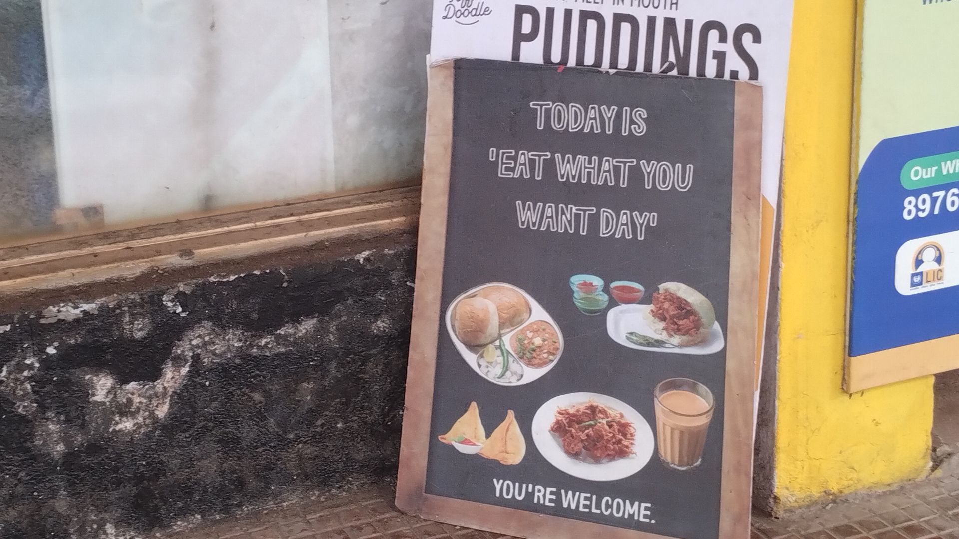 Restaurant menu display in Goa