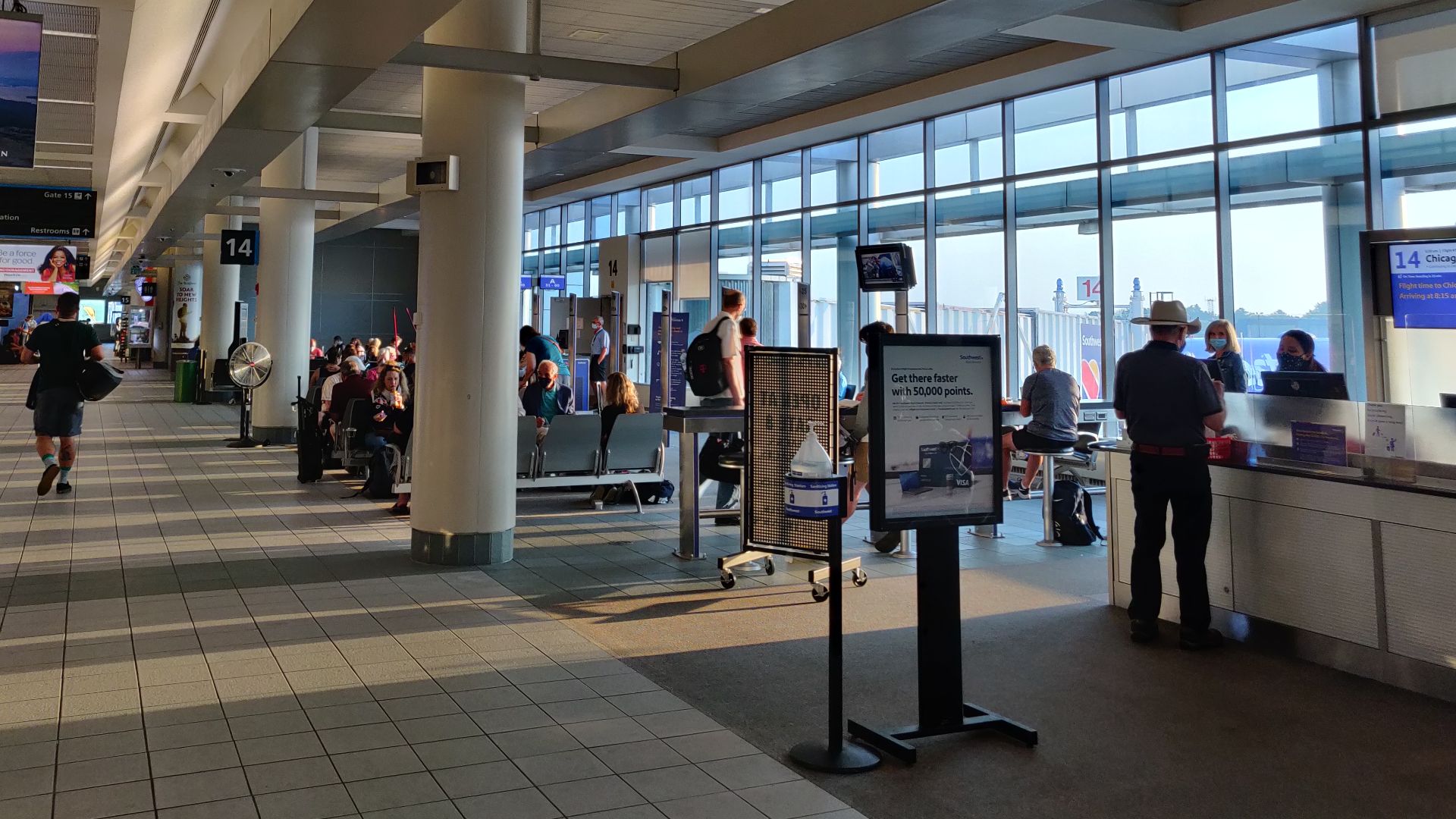 Departure gates at Manchester-Boston Regional Airport in New Hampshire
