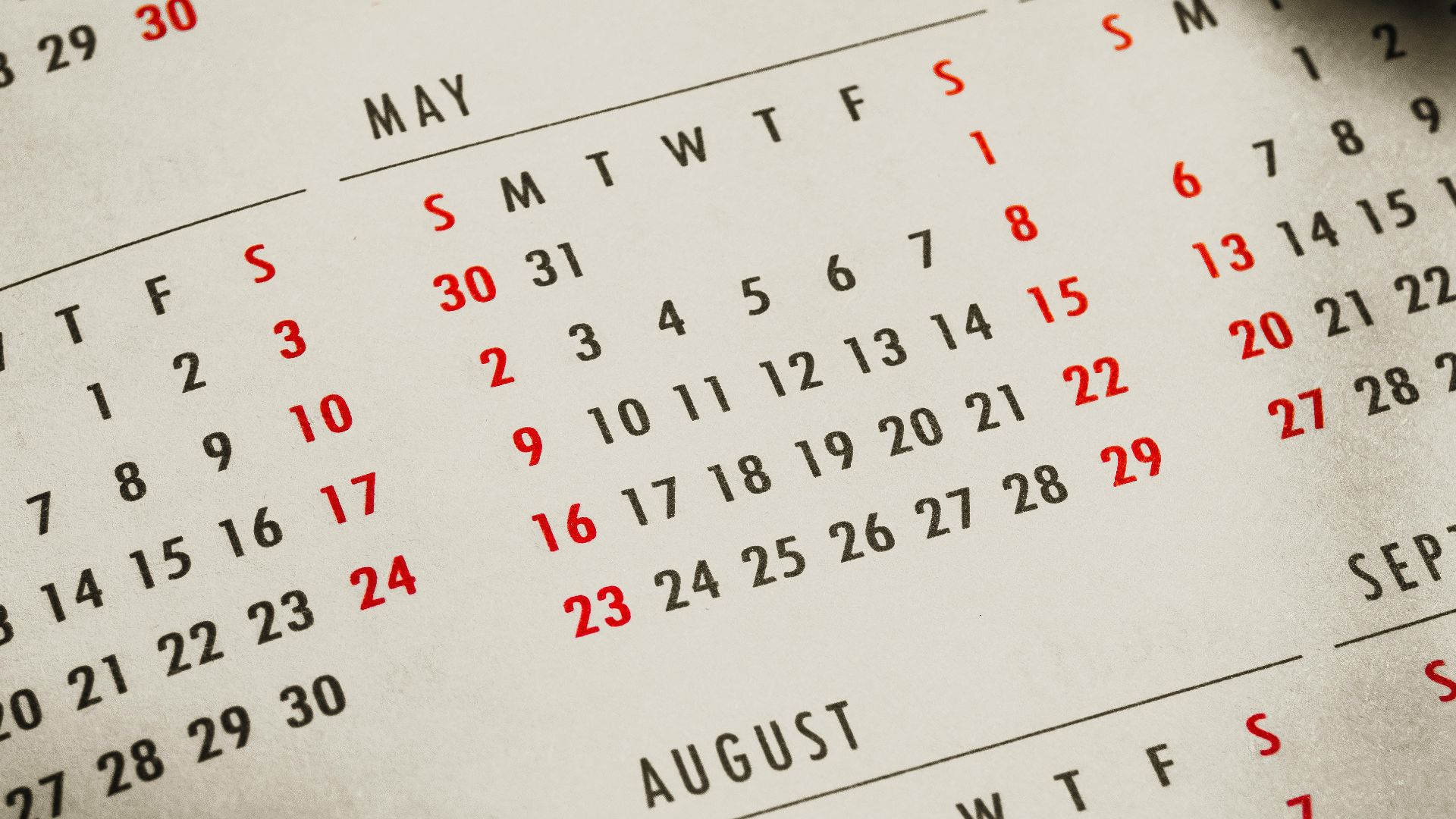 a close up of a calendar on a table