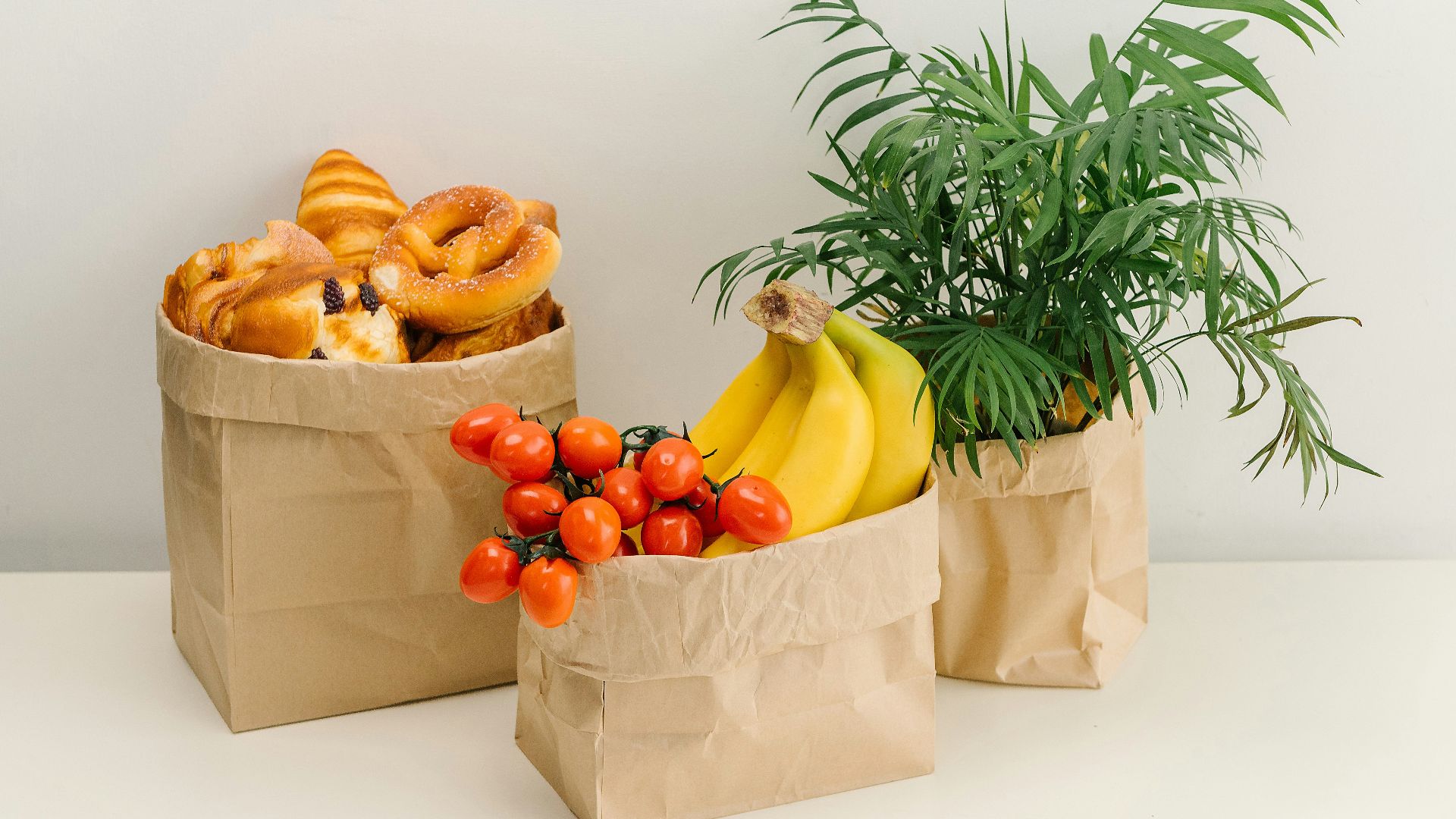 a couple of baskets with fruits in them