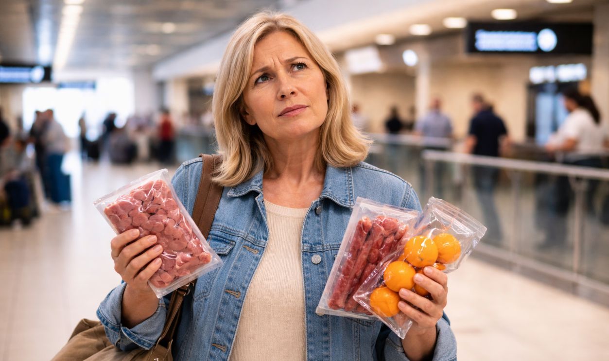 Confused shopper at the airport