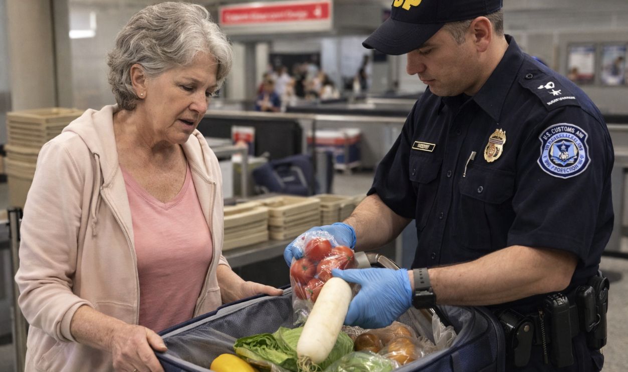 Customs inspection at airport checkpoint