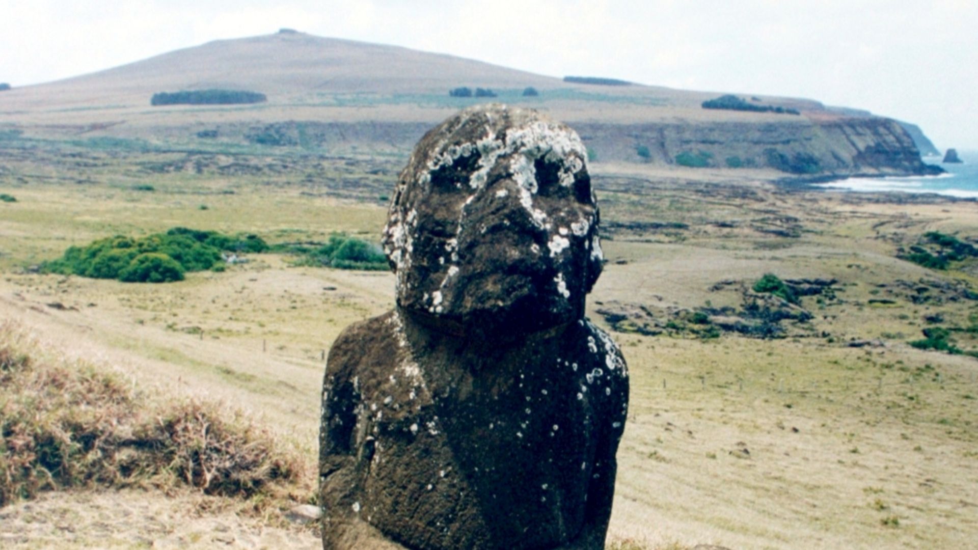 The only kneeling Moai at Easter Island.