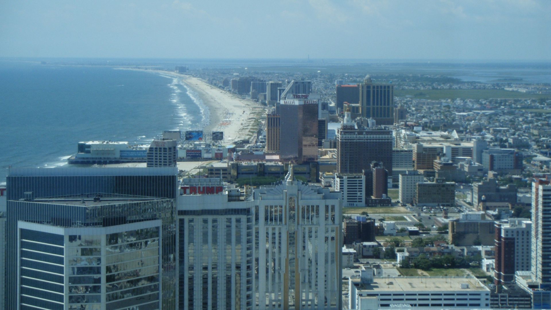 The skyline of Atlantic City, New Jersey looking southwest from the 47th floor of Revel Atlantic City