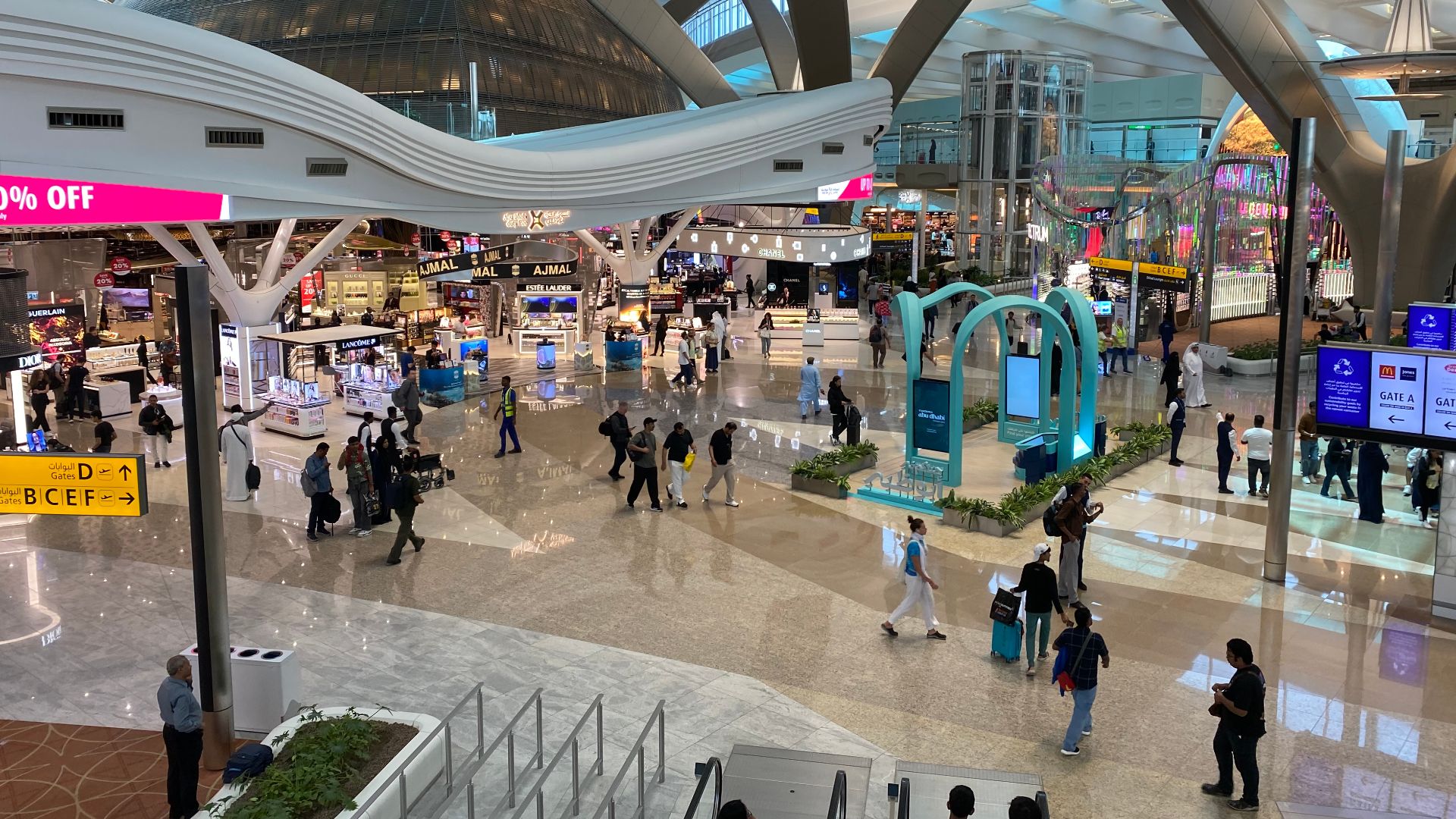 Terminal A of Zayed International Airport in Abu Dhabi, United Arab Emirates.