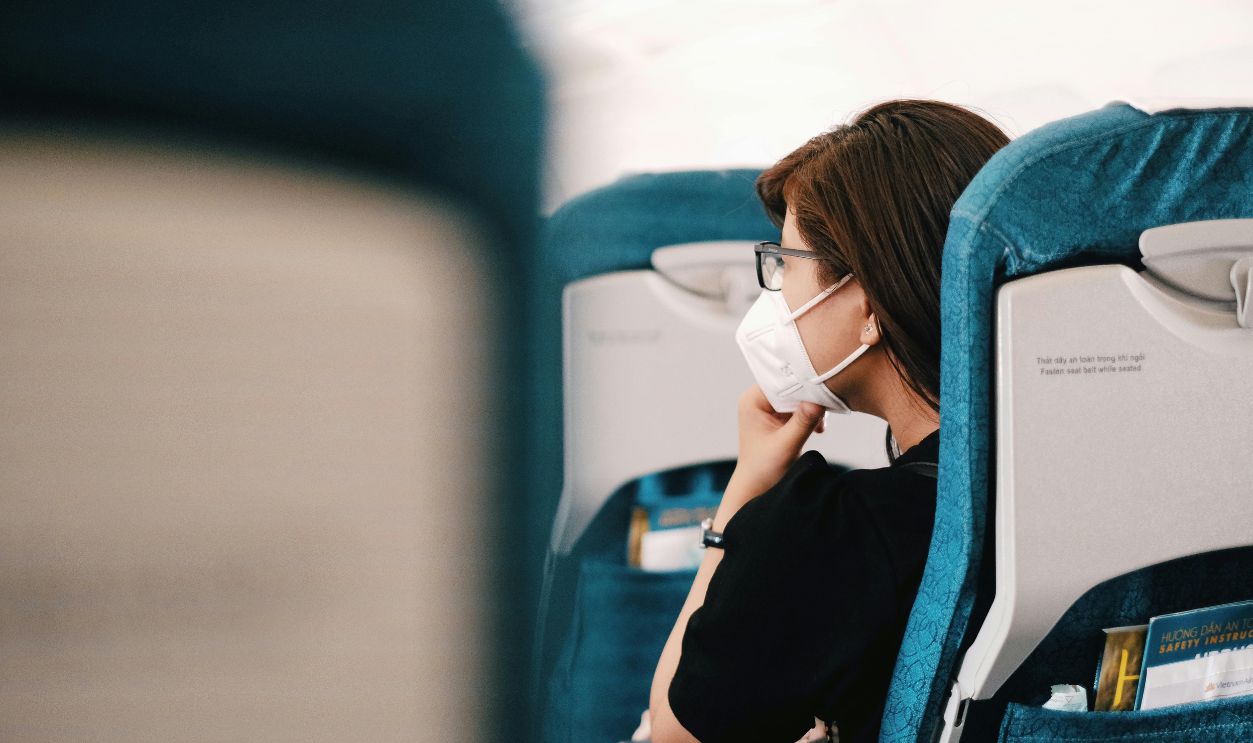 Woman in Black Shirt Wearing White Face Mask