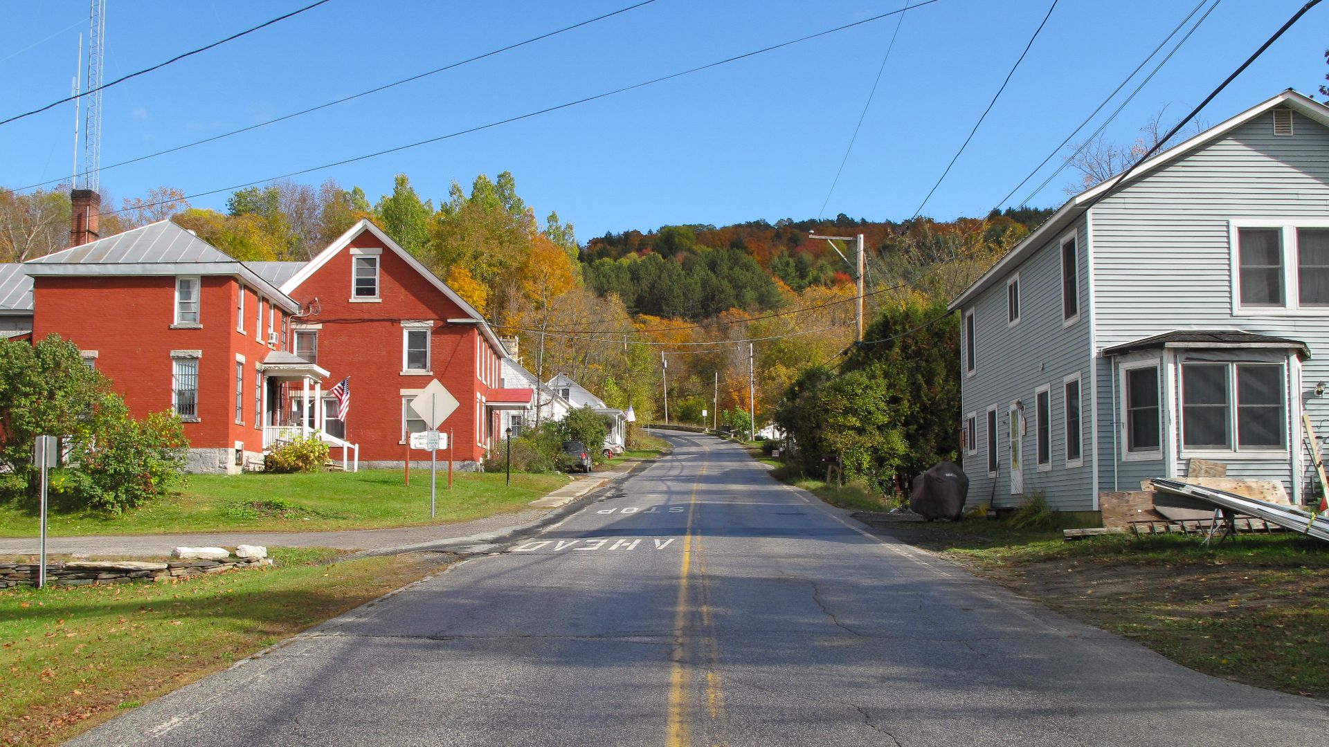 The road leading to Vershire in Chelsea, Vermont, USA.