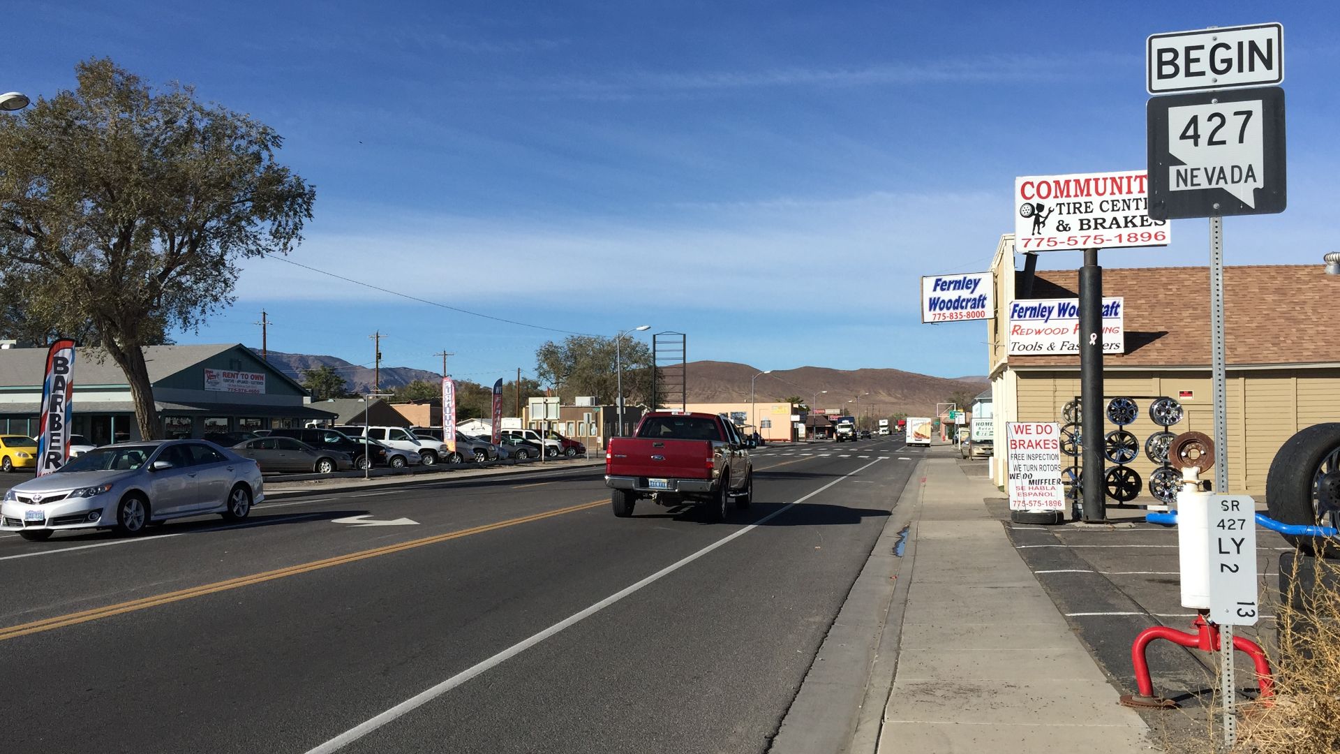 View west along Main Street (Nevada State Route 427) in Fernley, Nevada