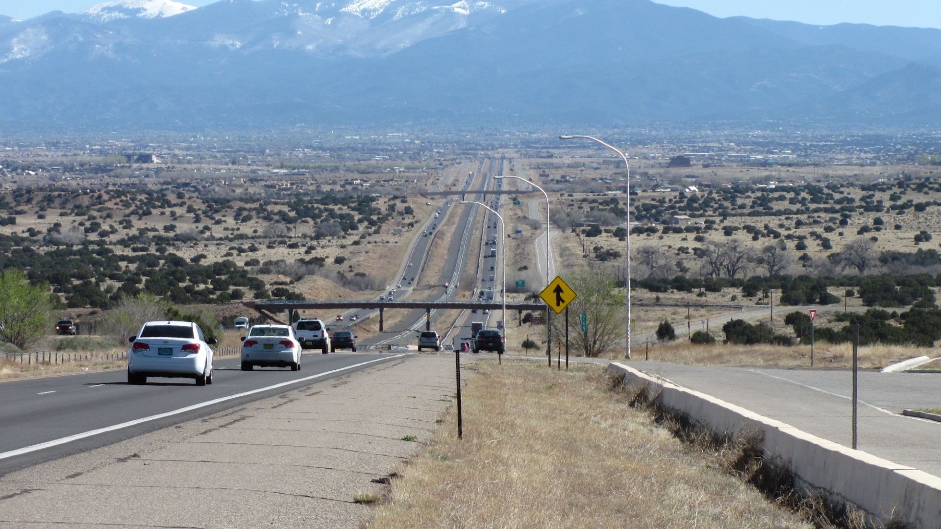 Interstate 25 approaching Santa Fe, Santa Fe County New Mexico