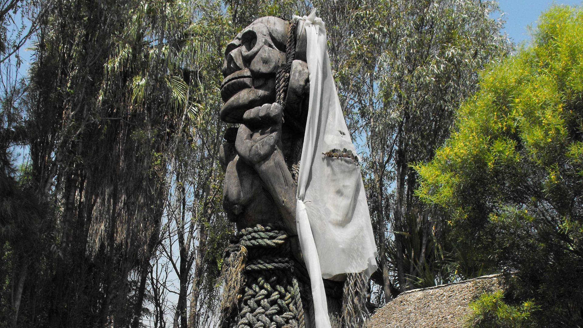 Wood carved in the shape of a woman called