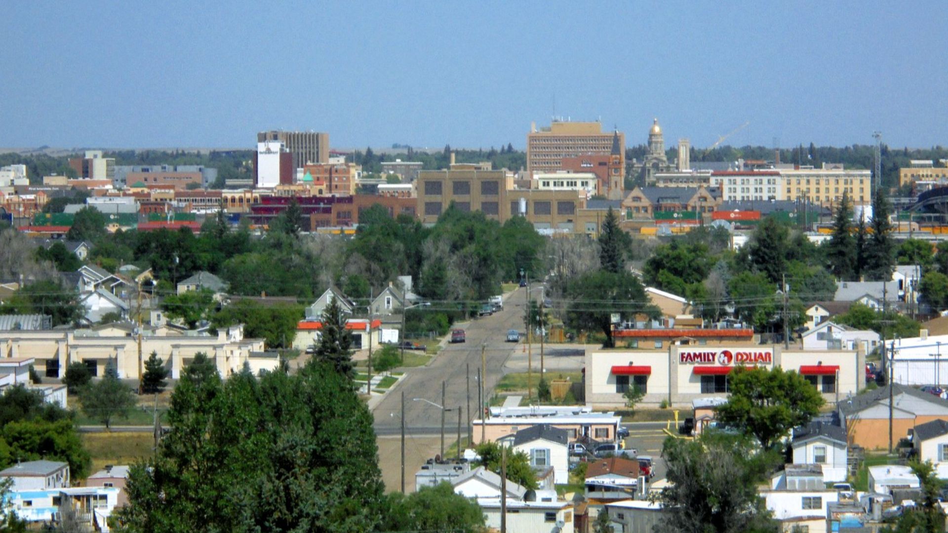 Downtown Cheyenne, looking north from I-80