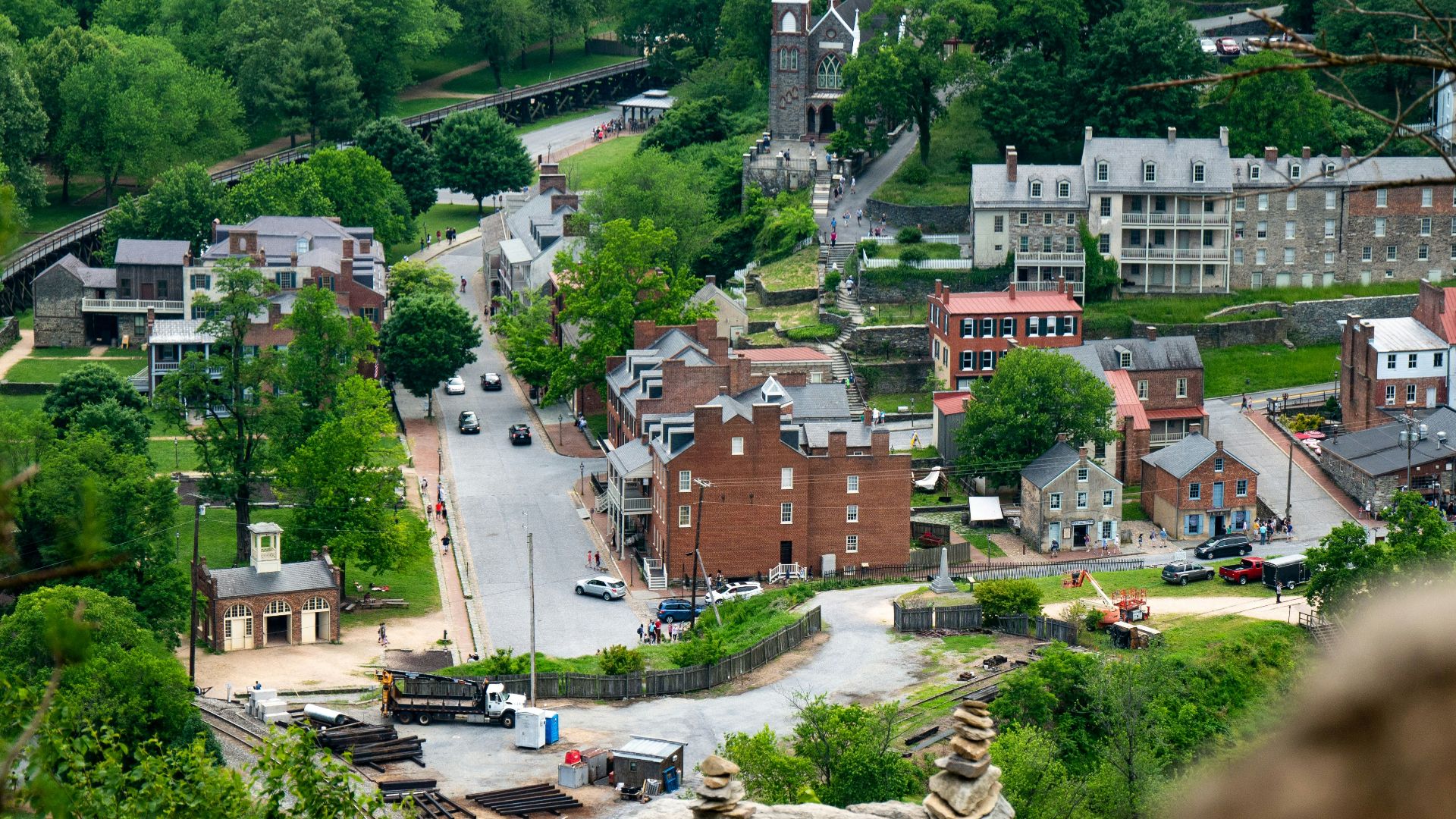 trees near cathedral and buildings