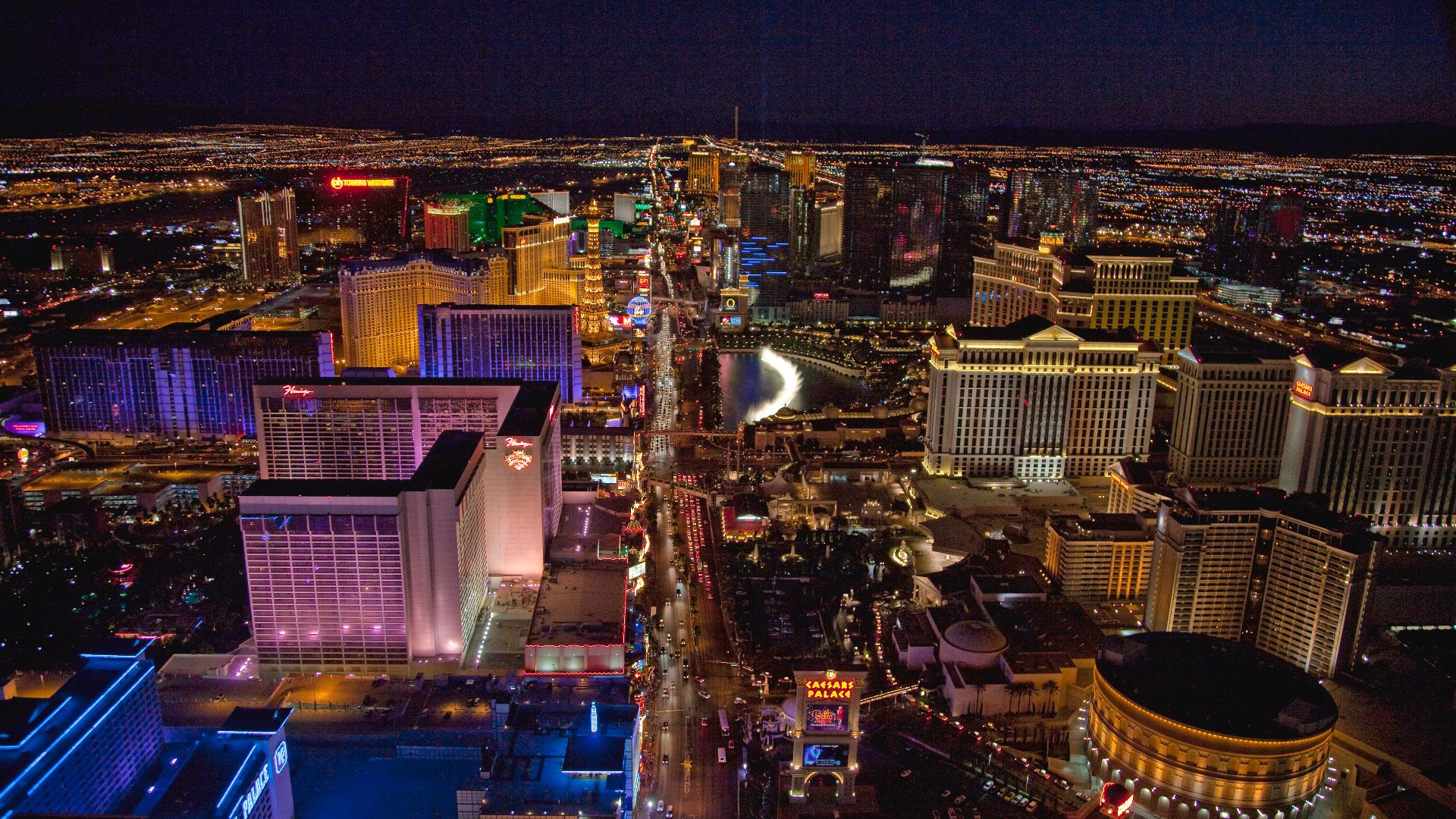 Night aerial view, Las Vegas, Nevada, USA.