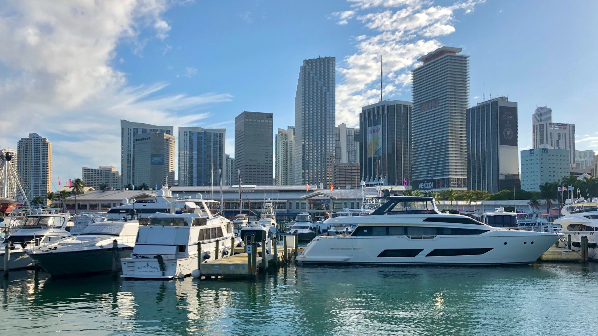View of the lower Miami skyline from Bayfront Park in February 2020. Photo by Chris6d.