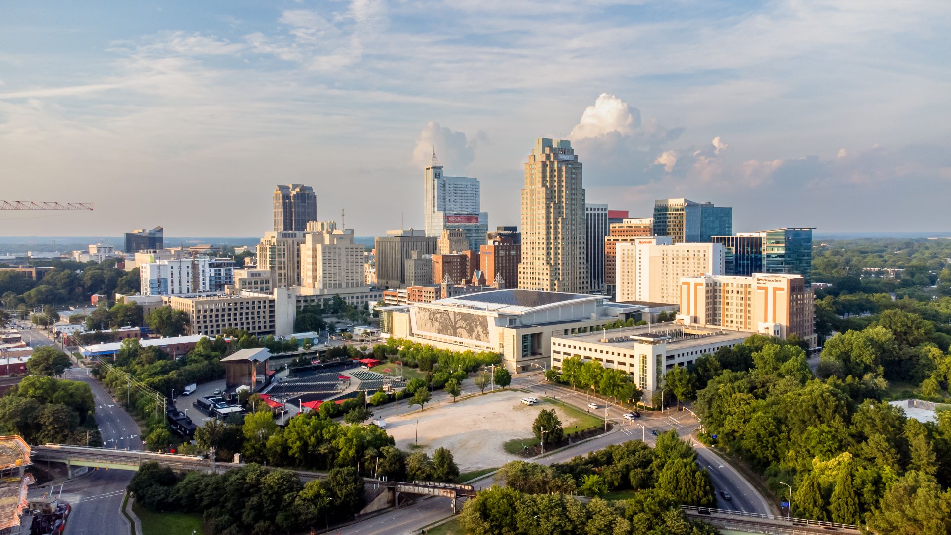 The Raleigh skyline as viewed from Dorothea Dix Park.