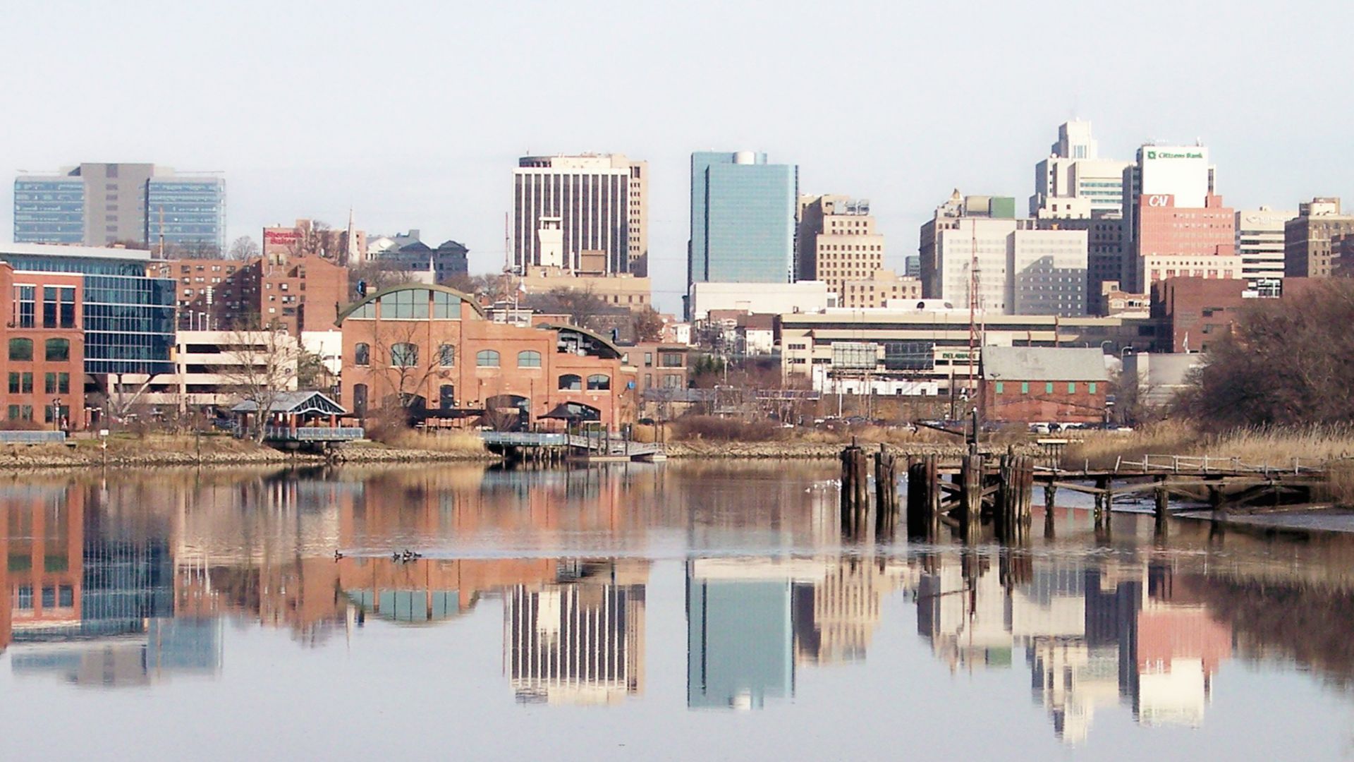 Skyline of downtown Wilmington, Delaware and the Christina River in December 2006