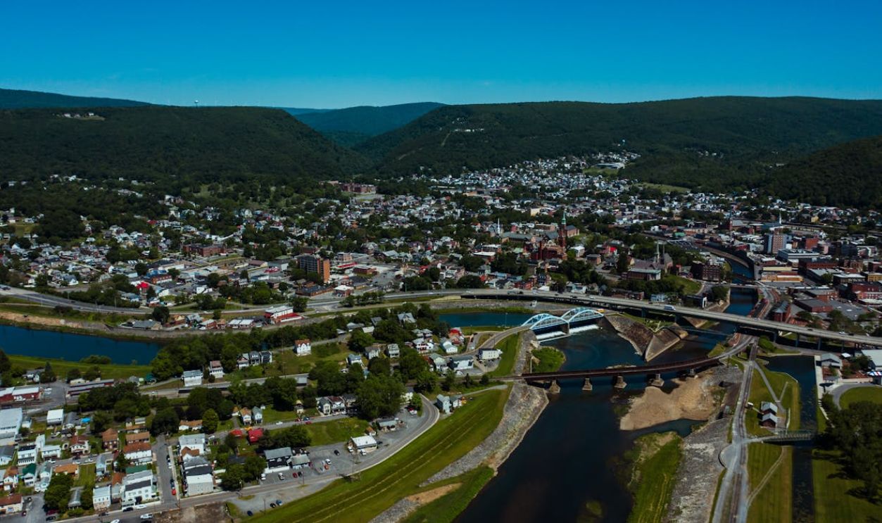 Road between residential houses in mountains in suburb
