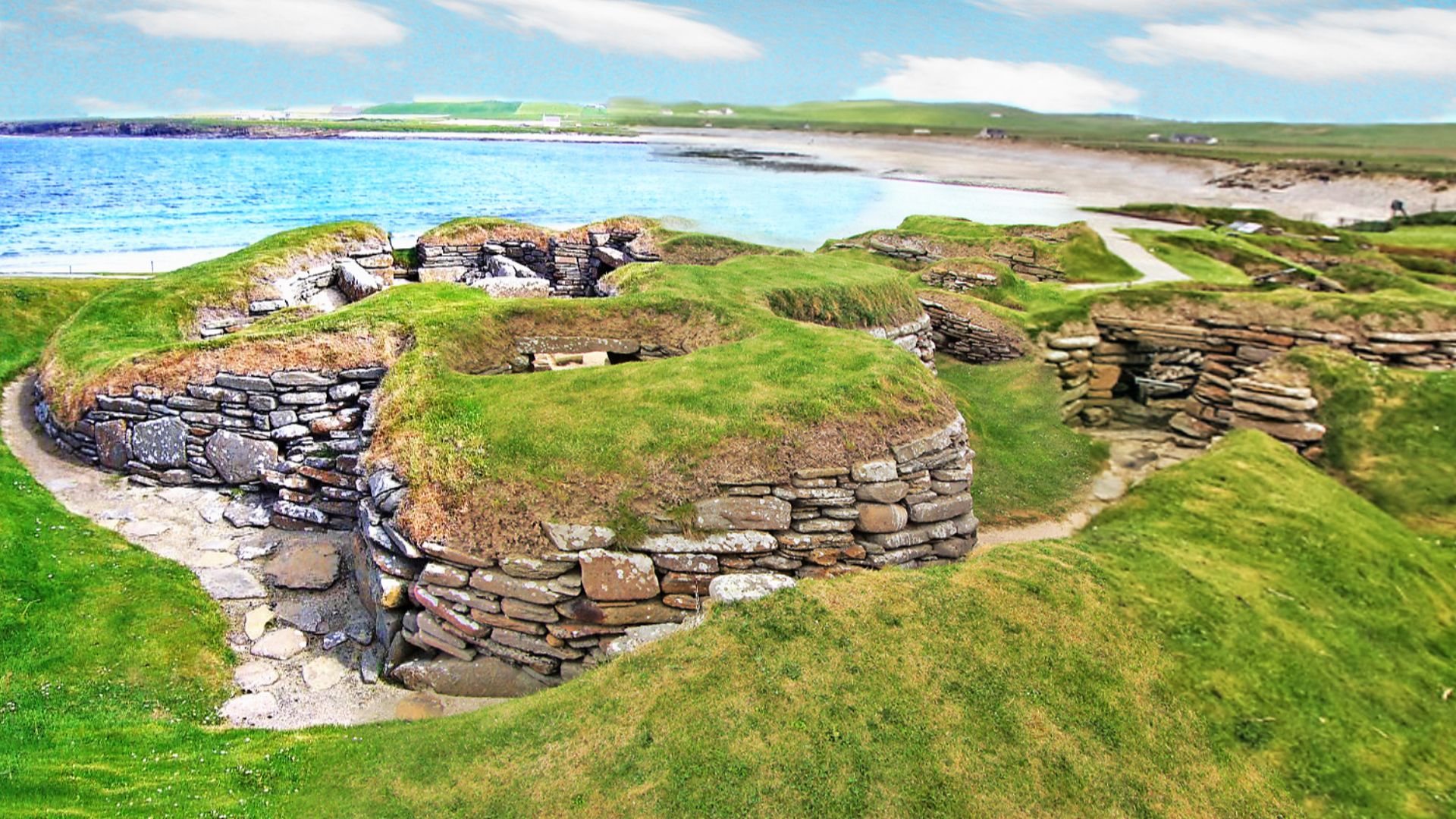 Neolithic village of Skara Brae in the Orkney Islands, Scotland.