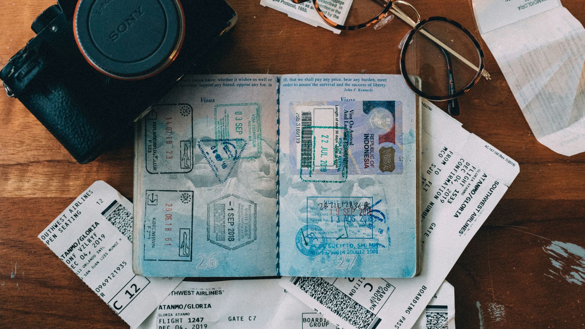 white and blue identification card