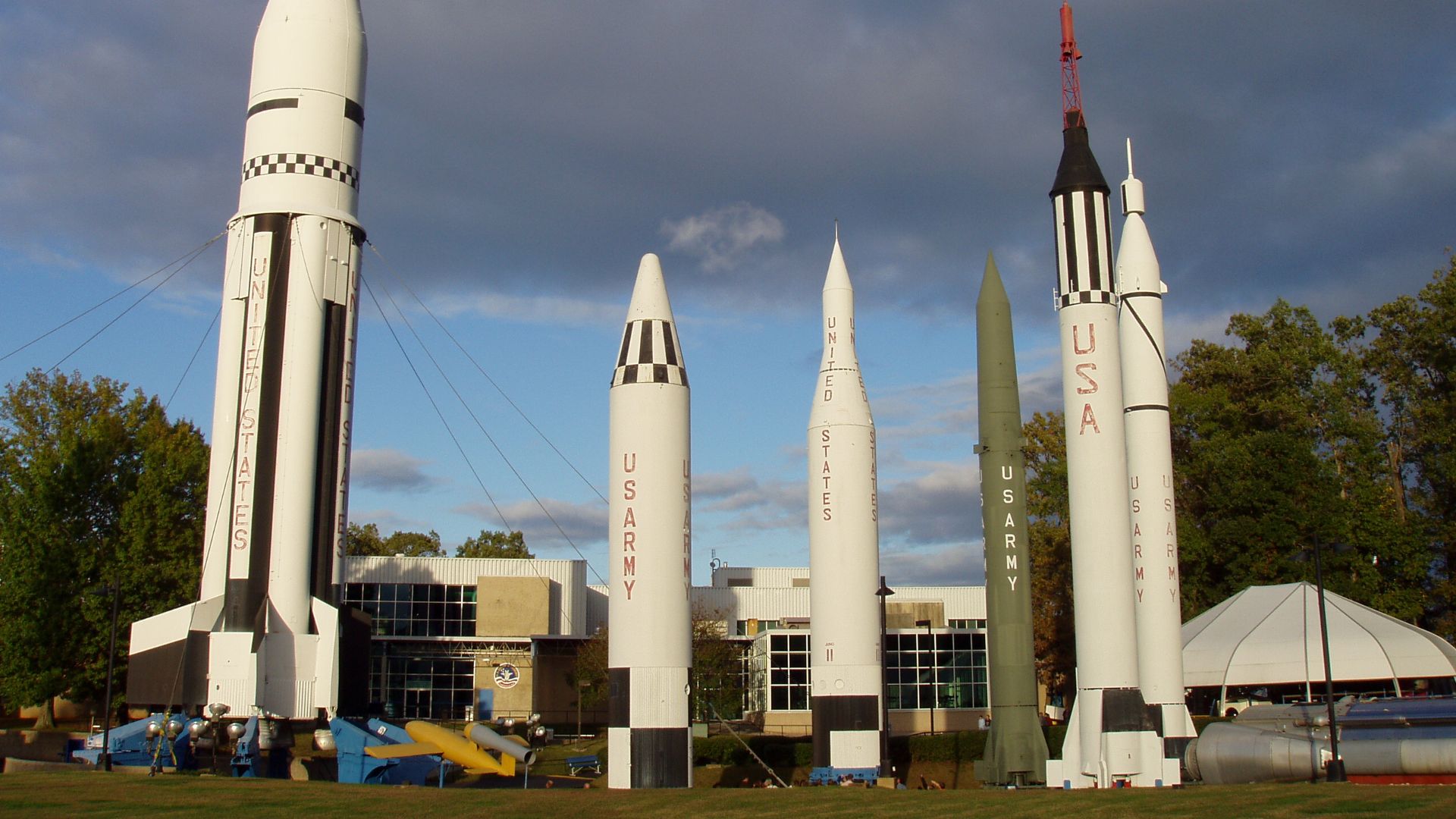 Rockets in an outdoor museum in Huntsville, Alabama. Photograph taken by me.