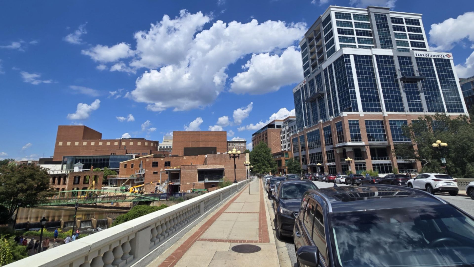 Greenville, SC Skyline from the Main Street Bridge crossing the Reedy River