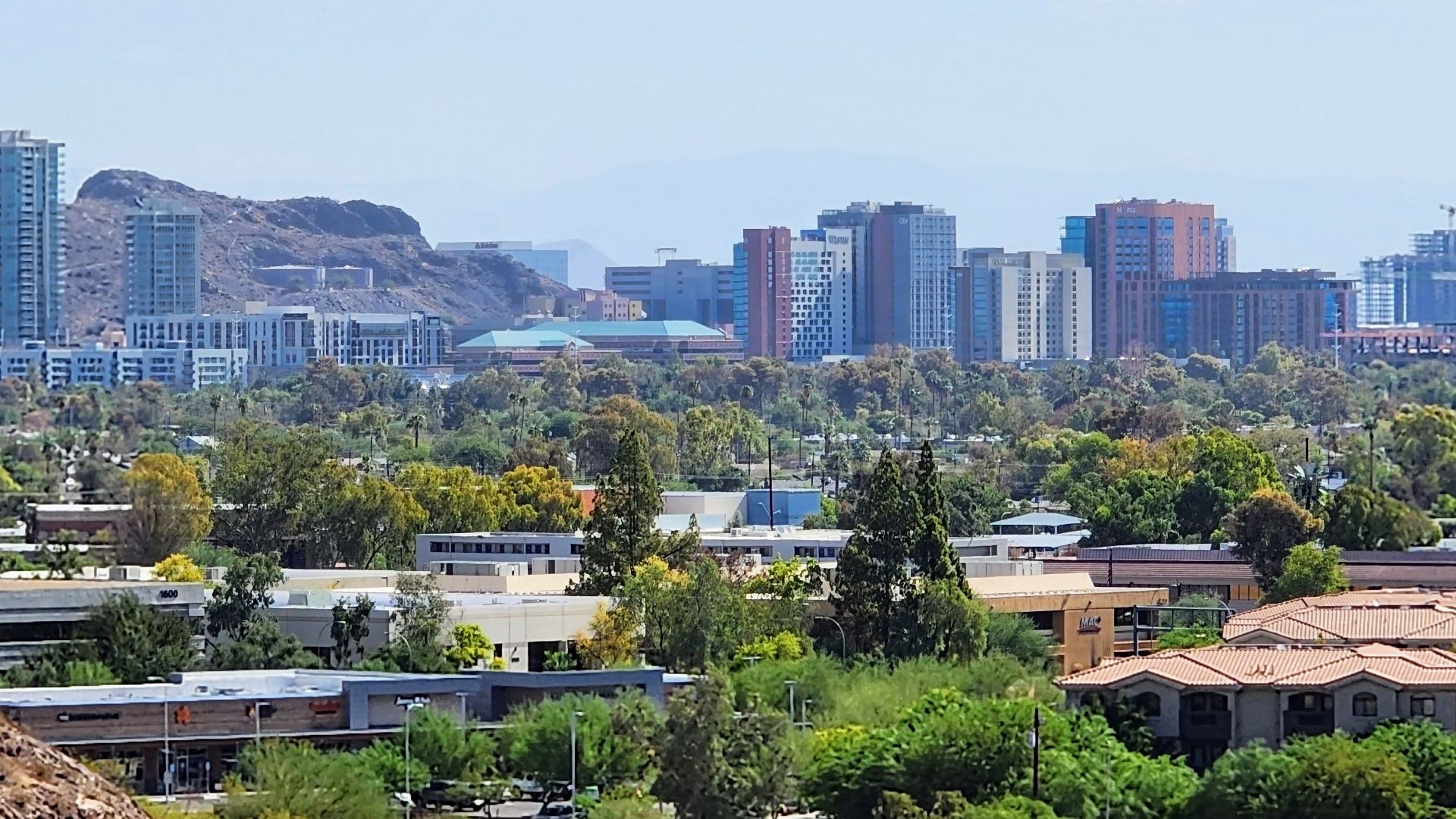 Tempe skyline in August 2023, taken from the Buttes