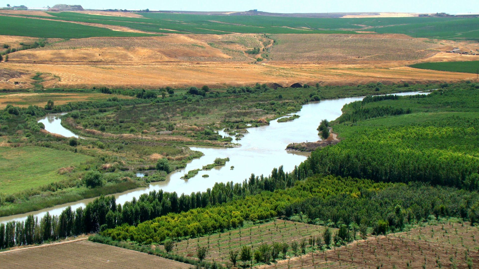 Roughly 100 kilometres from its source, Tigris is already an important river for agriculture just outside Diyarbakır.