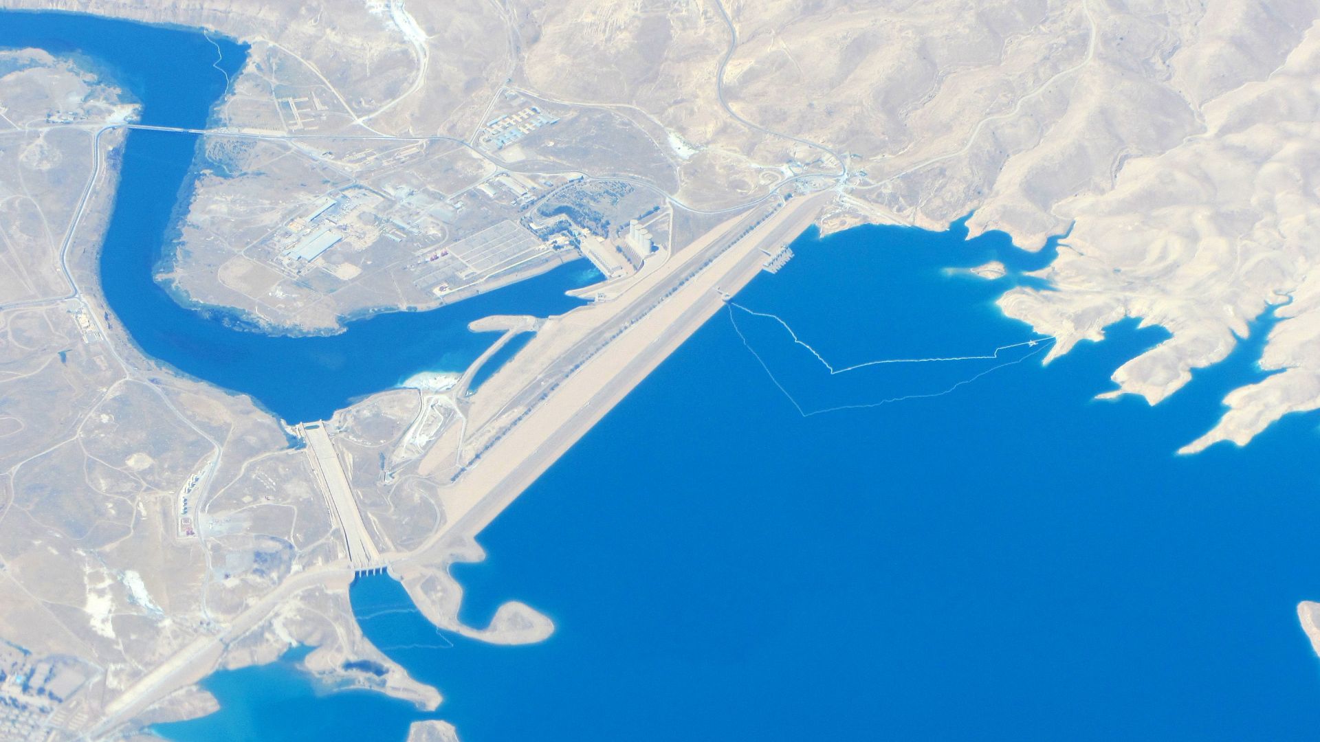 Aerial view of the Mosul Dam, Iraq.