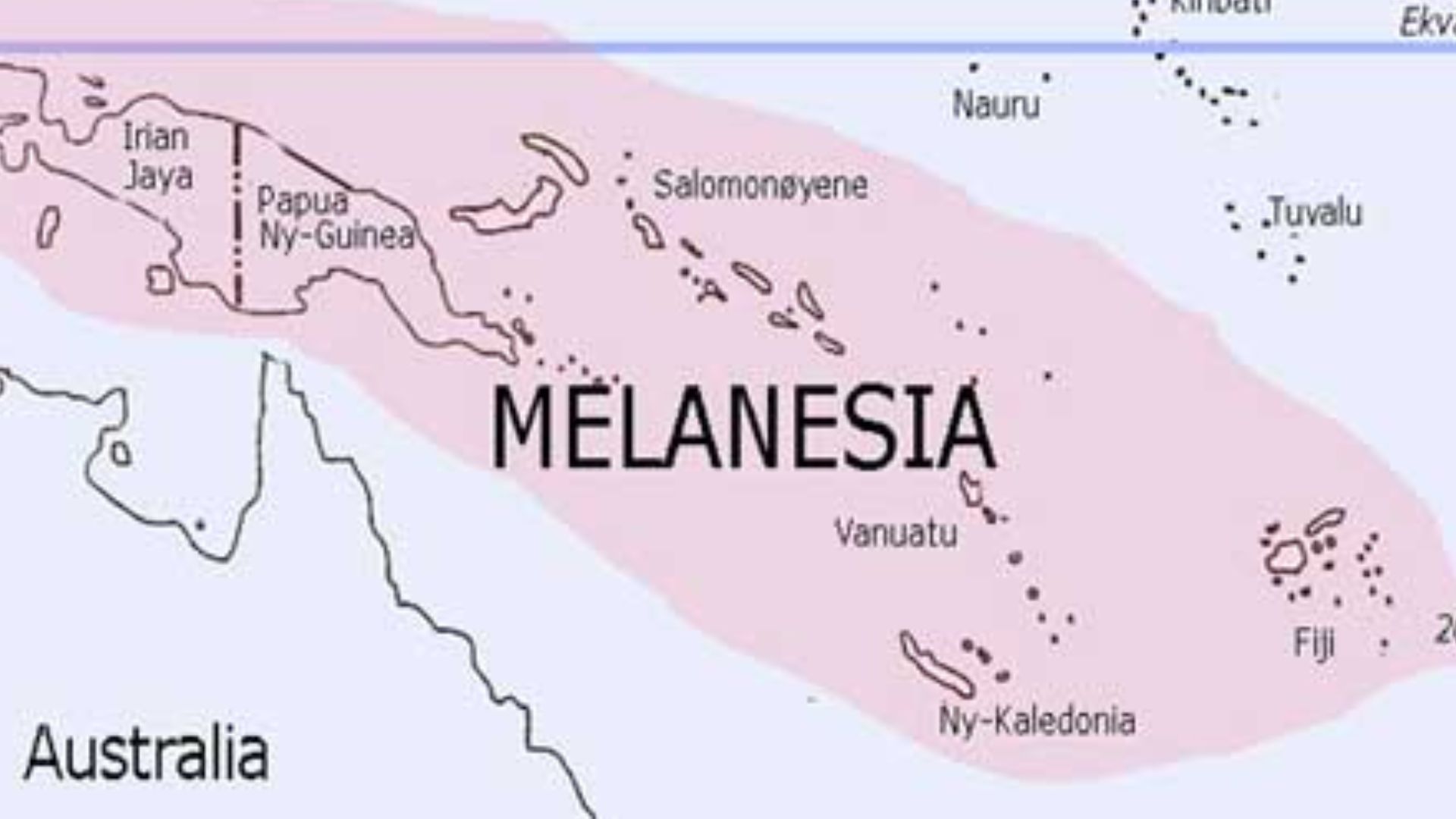 Map of Melanesia (Norwegian text (bokmål))