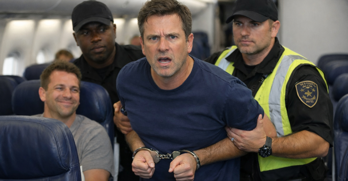 man escorted off plane in handcuffs