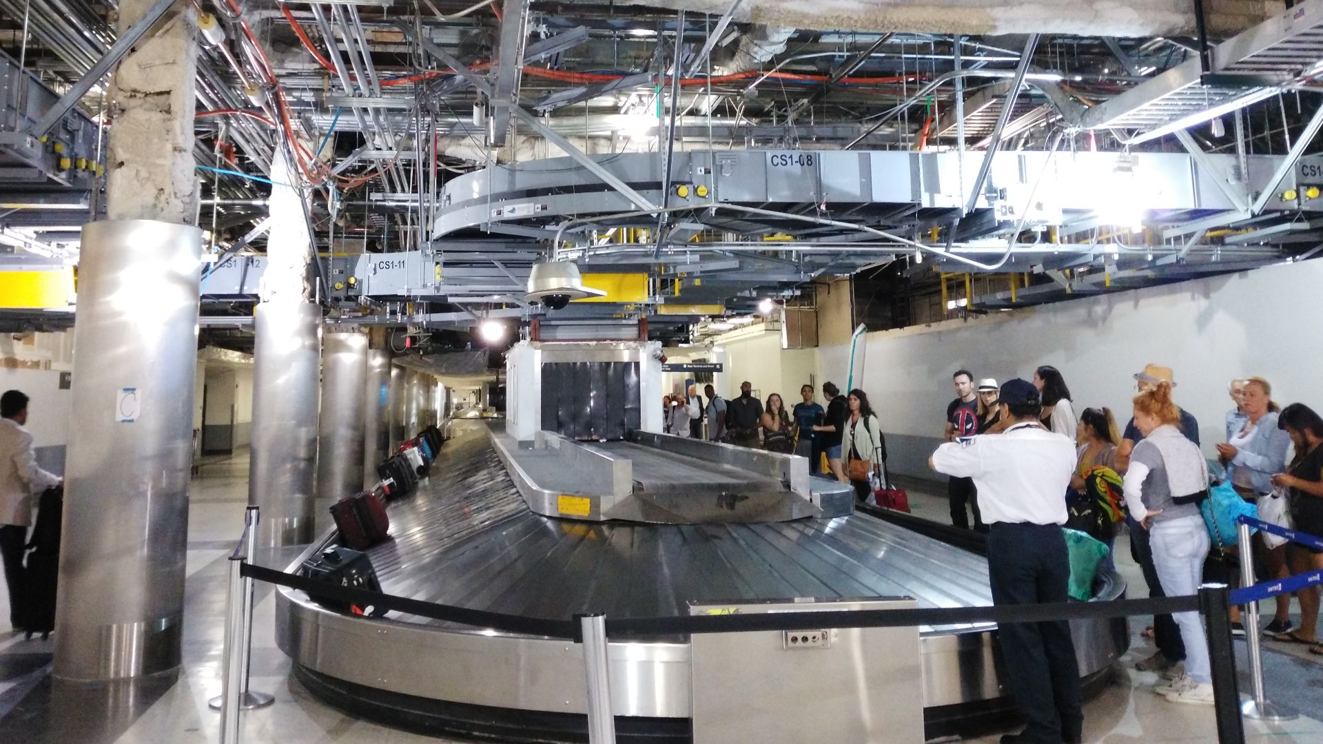 Baggage carousel equipment at Los Angeles International Airport (LAX) exposed during renovation.