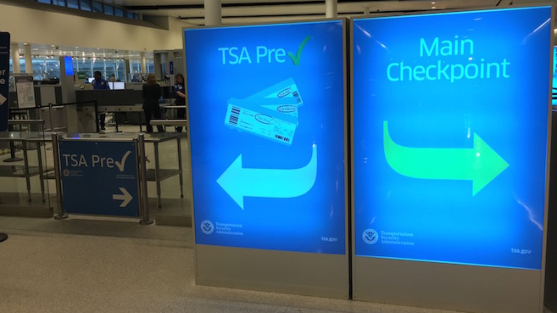 TSA PreCheck secruity screening signs in Indianapolis