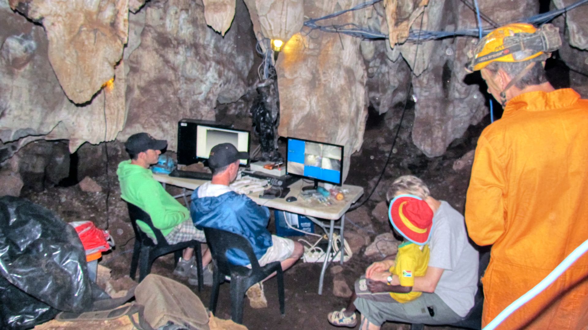 A view of command central set up at the entrance of the Rising Star Expedition cave in South Africa that was found to contain more than 1,500 ancient human bones.