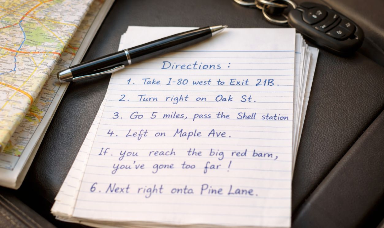 Road trip directions on dashboard