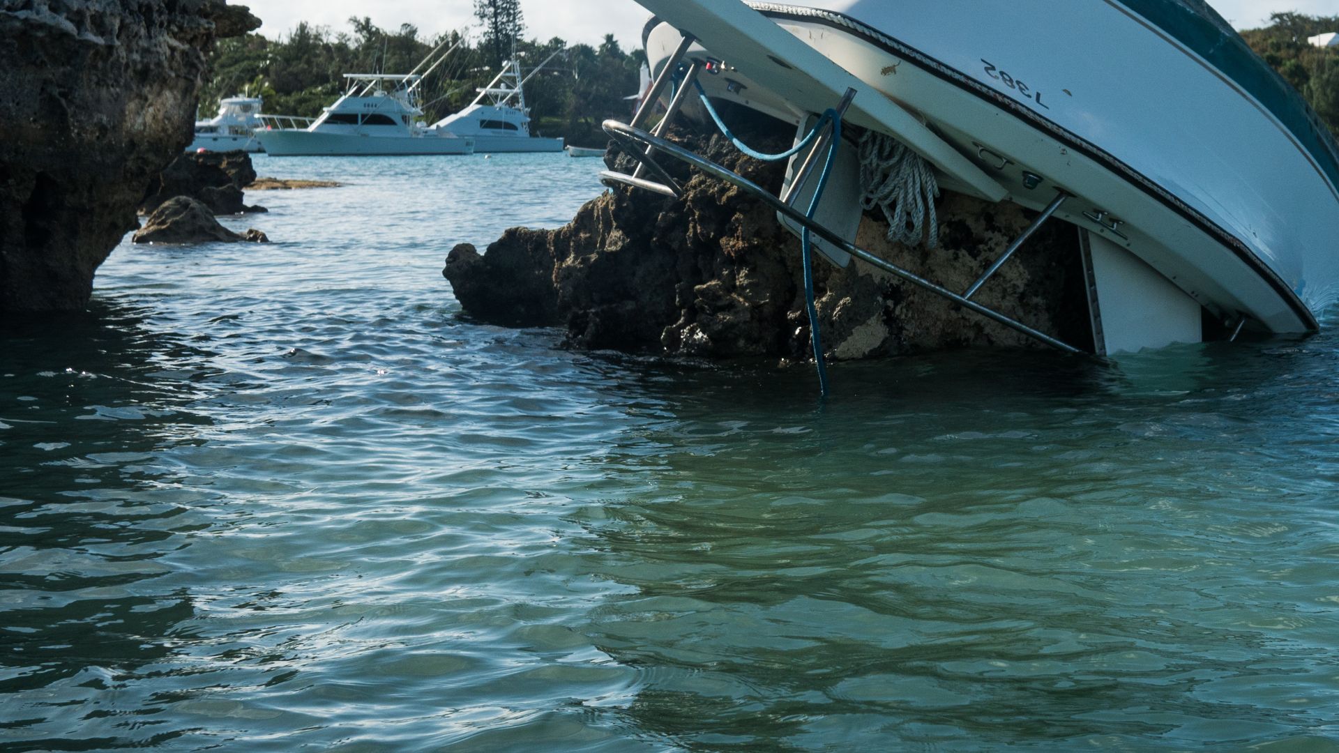 A yacht wrecked by Hurricane Fay (2014) in Bermuda. 
Original description: