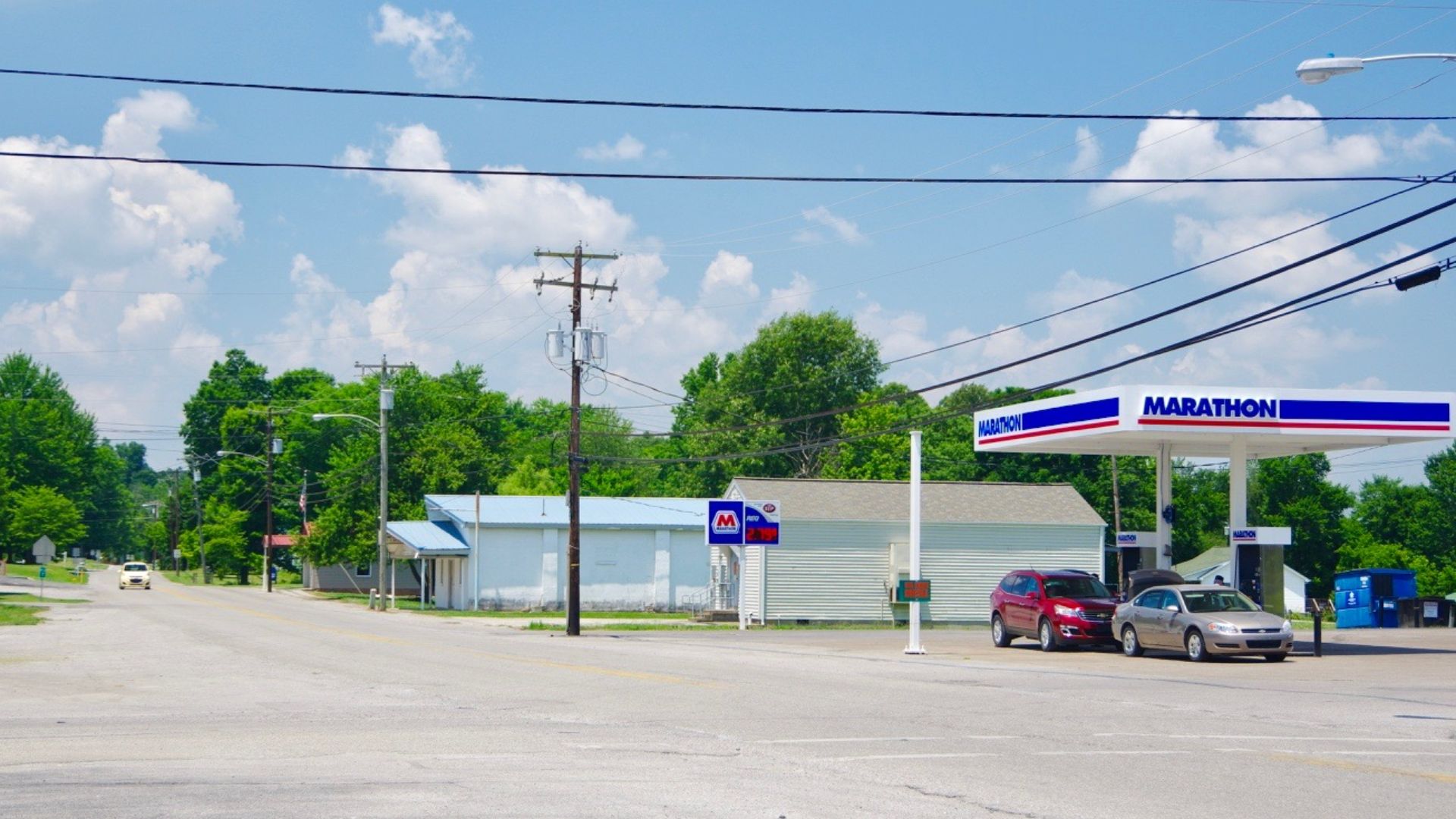 Businesses along Main Street (KY 85/KY 69) in Centertown, Kentucky, United States.