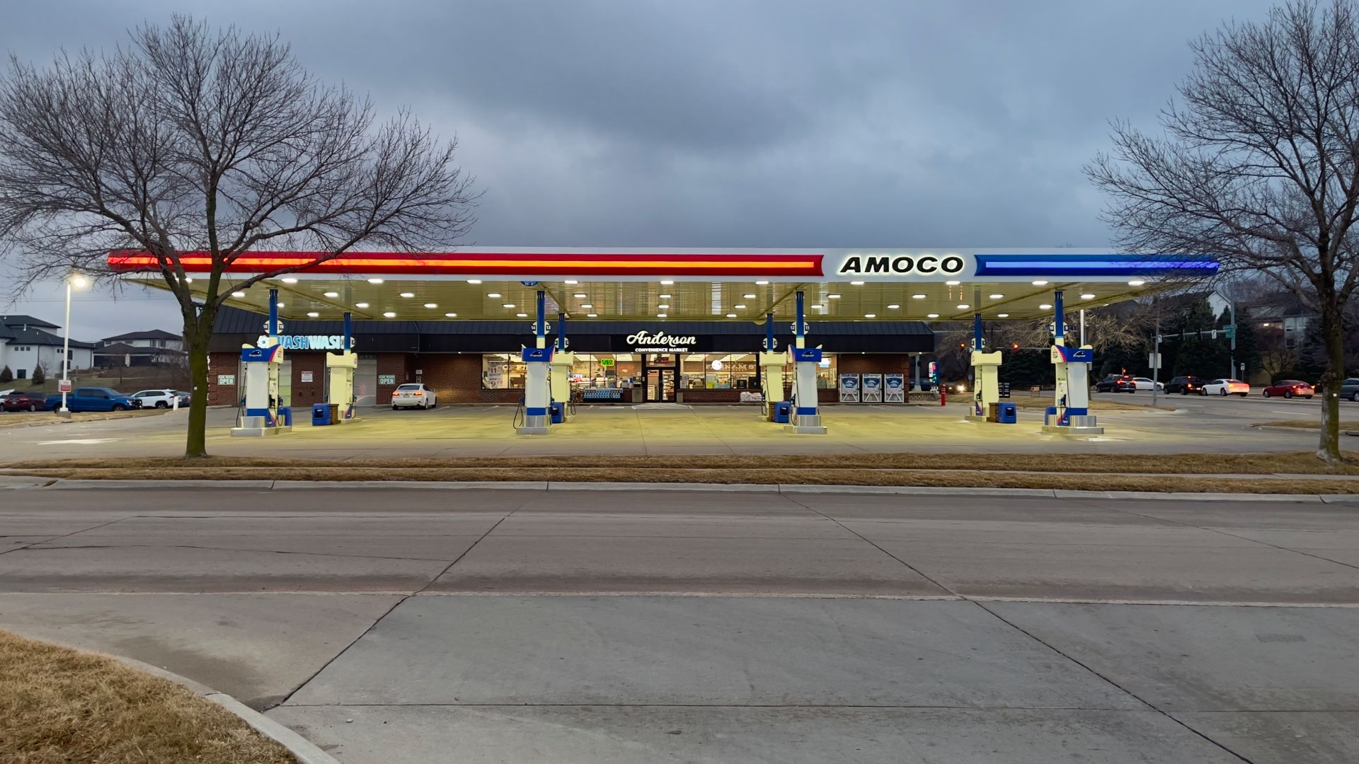 Anderson convenience store with Amoco(formerly BP) gas station on the southeast corner of 180th & Arbor Street in Omaha, Nebraska.